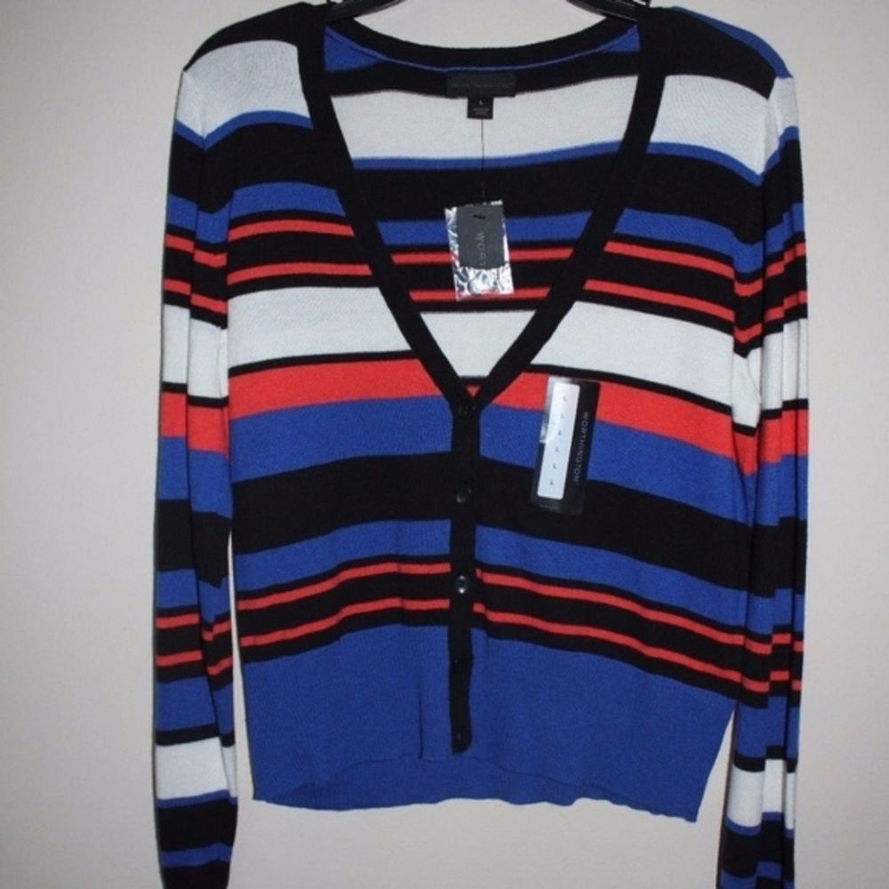 Worthington V Neck Long Sleeve Multi Color Top - Picture 2 of 3